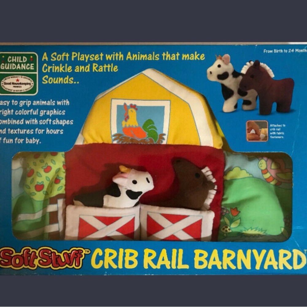 Child Guidance Soft Stuff Crib Rail Barnyard A Soft Playset